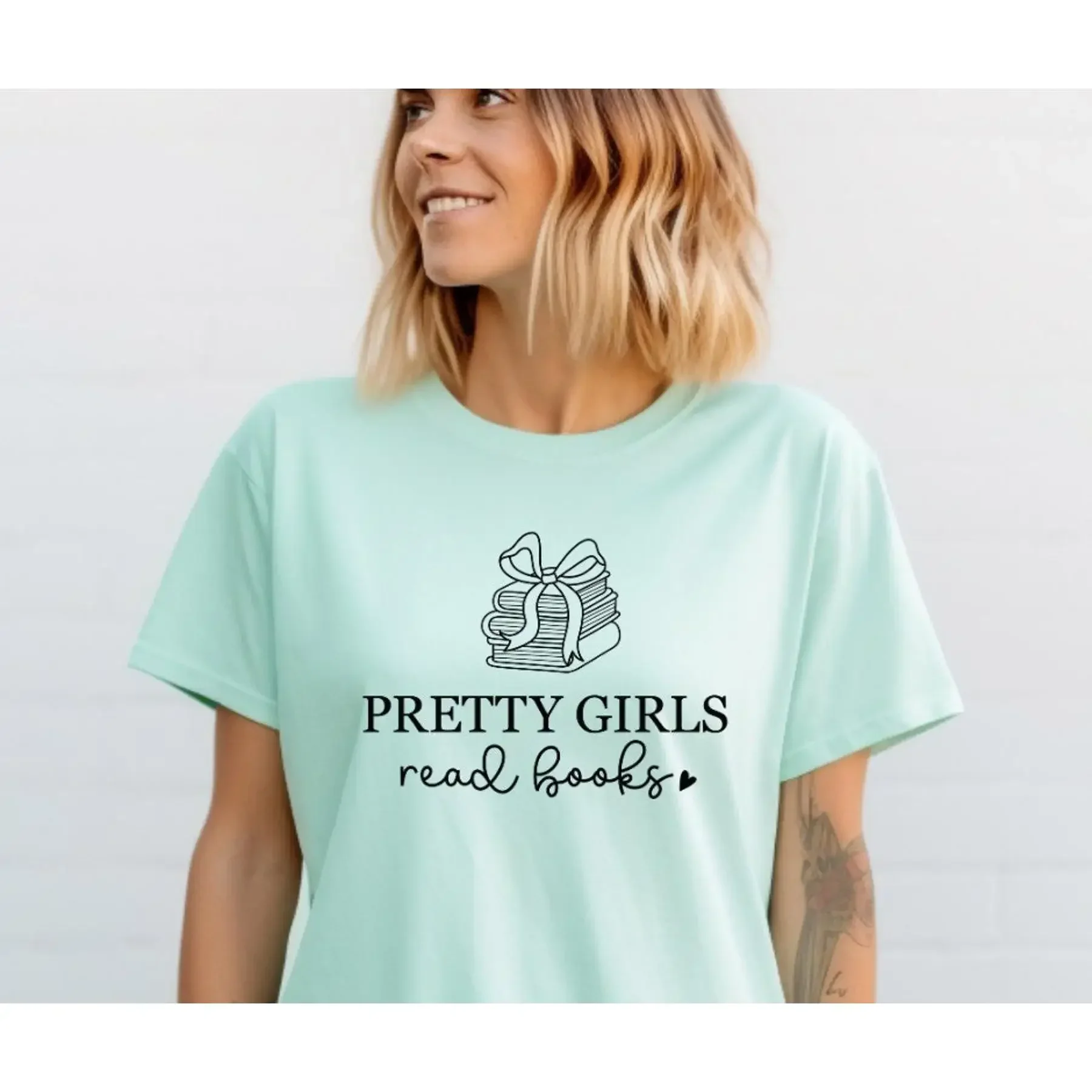 T Shirt Pretty Girls Read Books Reader Library Booktok Bookstagram Girly Oversized Boxy 125
