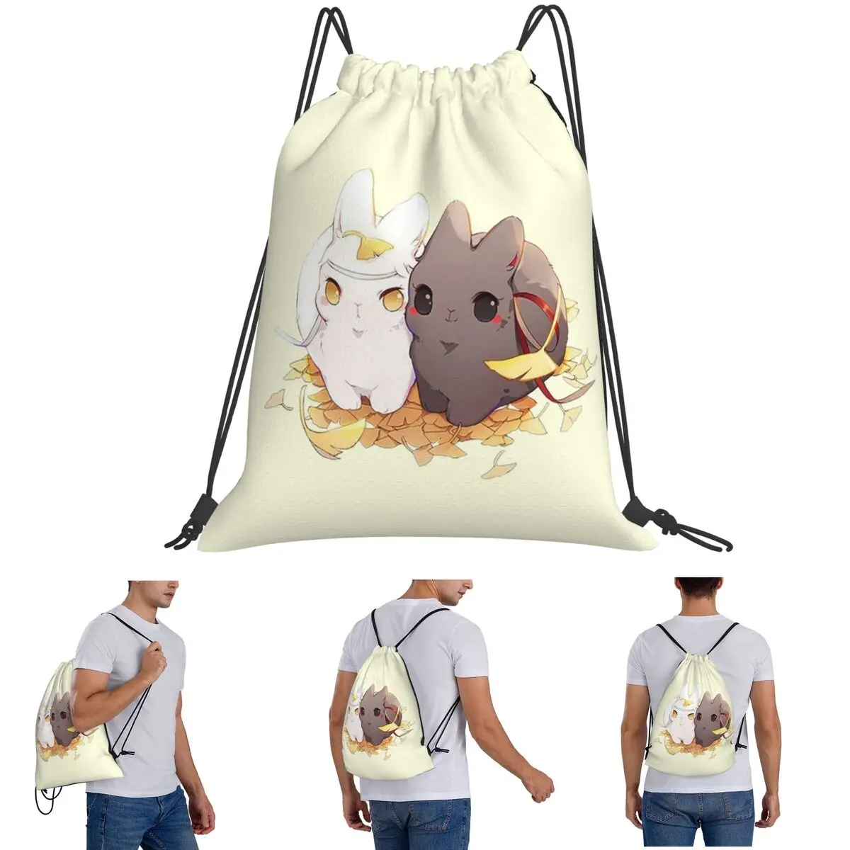 Untamed Mdgz Wangxian Bunnies Mo Dao Zu Shi Backpacks Casual Drawstring Bags Sports Bag Book Bags for Travel School