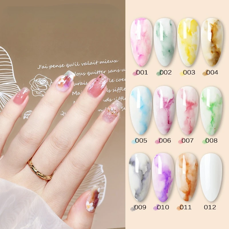 

12 цветов, 15 мл, лак для ногтей, розовые, синие акварельные чернила для дизайна ногтей, натуральные воздушные сухие цветы, гель-лаки для дизайна ногтей, маникюр