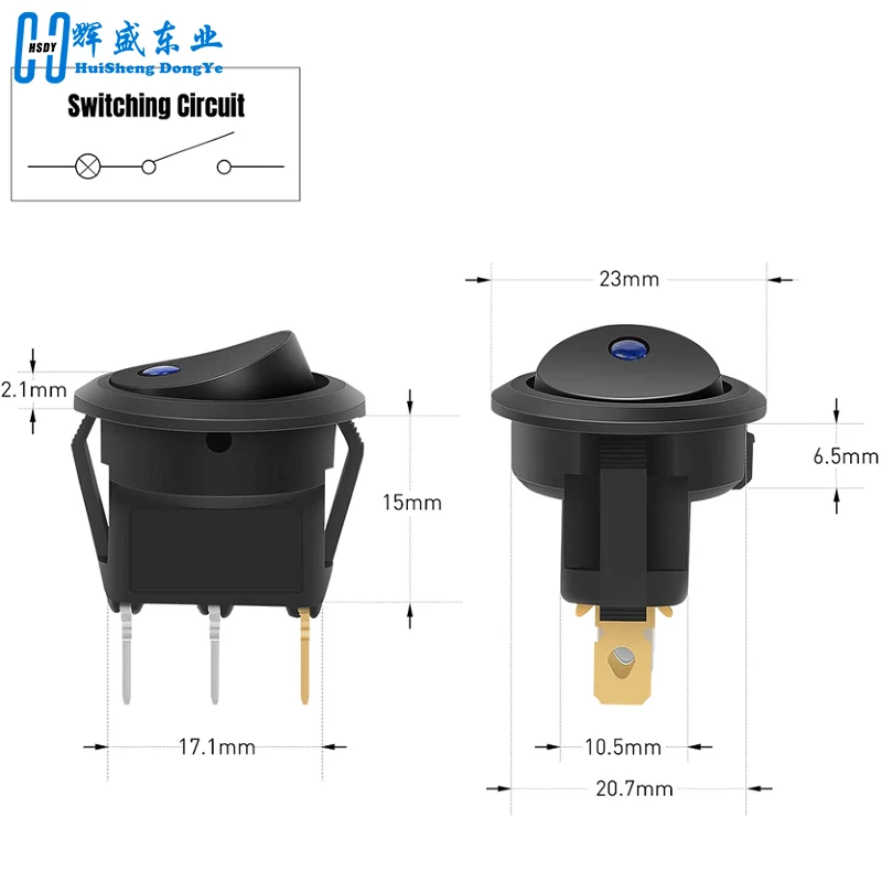 DaierTek 5PCS 12V 3 Pin Runde Rocker ON/Off LED Licht Kippschalter SPST Mit Drähte für Auto Lkw Marine Boot Auto Zubehör