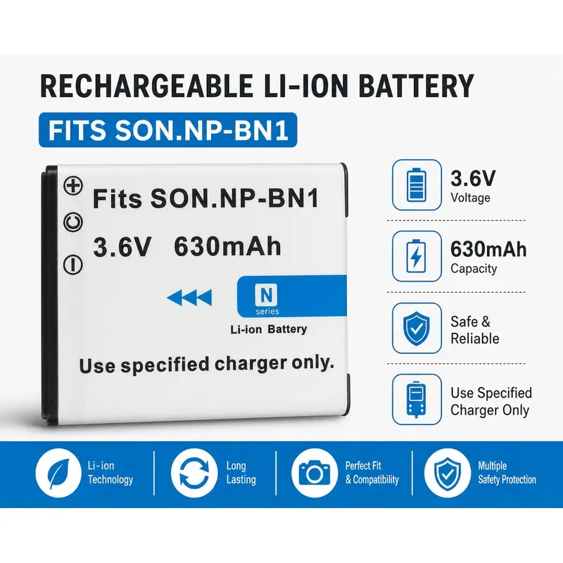 Rechargeable Lithium Battery for Sony DSC-W390 DSC-W380 Digital Camera Replacement Power Pack