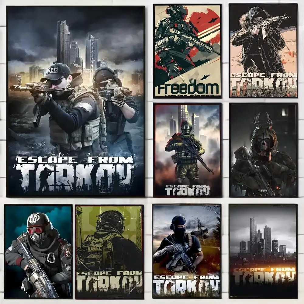 Game Escape from Tarkov Painting Calligraphy Stylish Wall Art Poster, Bedroom Living Room Home Decor Gift
