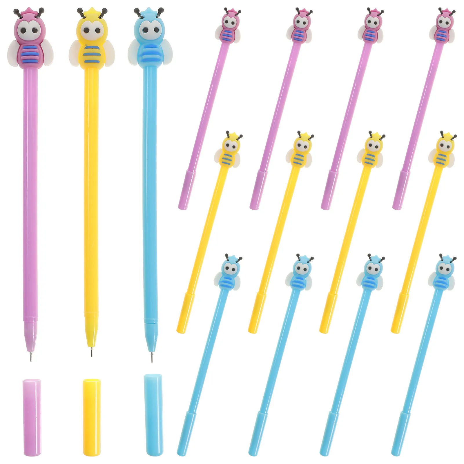 

20pcs Plastic Gel Pen Green Cartoon Bee Rollerball Pen Office School Accessories For Students Commuters (Random Color Style)
