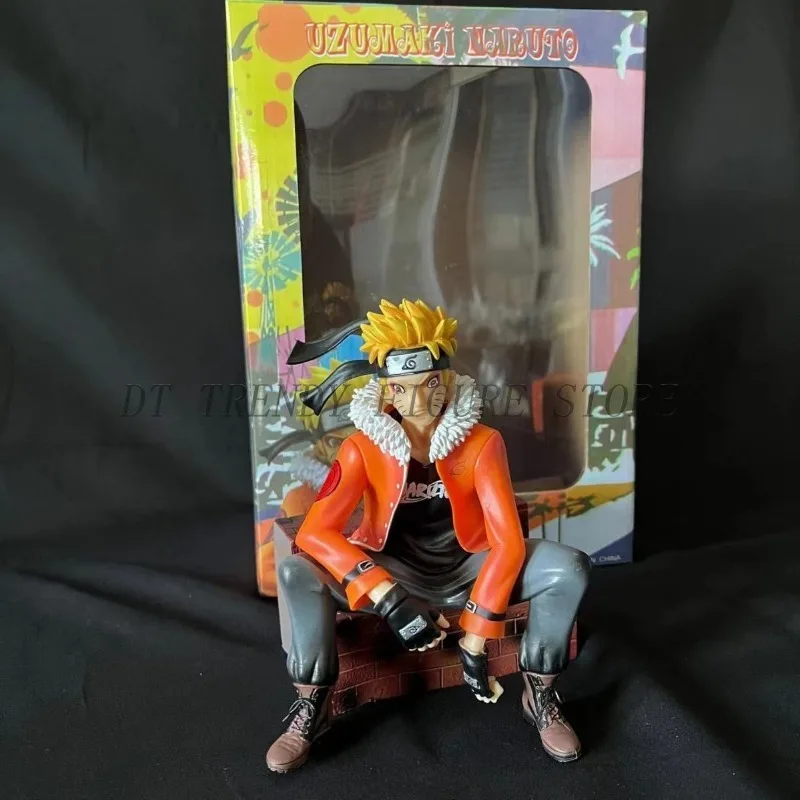 25cm Anime NARUTO marka modowa Uzumaki Naruto Gangdom pozycja siedząca figurka kolekcja pcv Model ozdoba zabawka na prezent