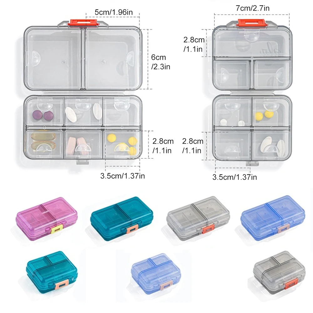 

Pills Organizer, Pill Box with 7/8 Compartments, Small Pill Case for Travel, Daily Medicine Pill Organizer with Air-Tight Lid