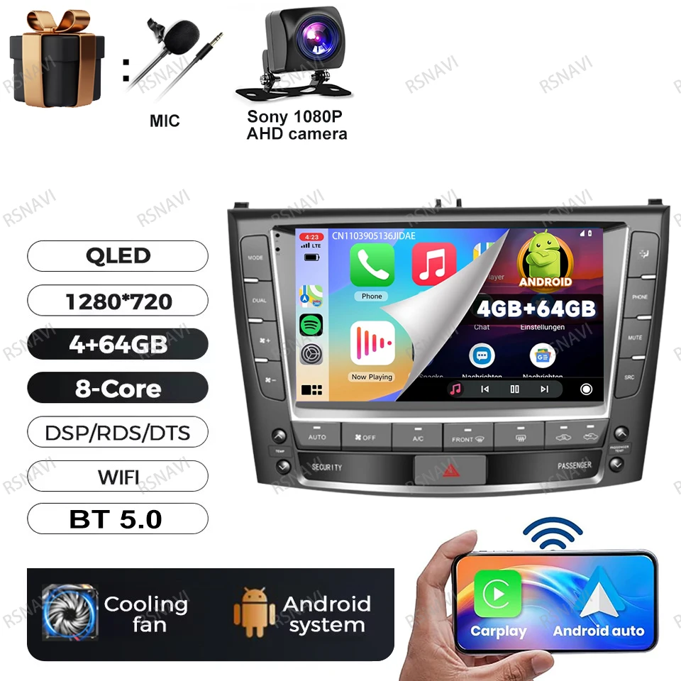 Auto radio Android 16 voor Lexus IS250 IS300 IS200 IS220 IS350 2005 - 2012 4G LTE DVD autoradio videospeler draadloze Carplay Auto