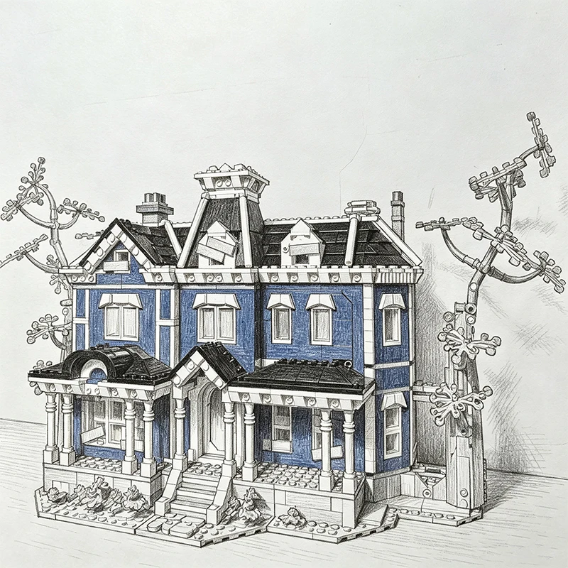 Set di Mattoncini per Costruzioni Architettoniche, 2593 Pezzi, Casa Blu, Decorazione per la Stanza, Regalo di Compleanno e Natale per Adulti