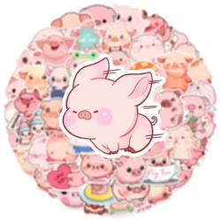 50PCS Cute Cartoon Pig Motorbike Helmet Stickers Creative Waterproof Rear Trunk Sticker Motorcycle Body Scratch Cover Decals