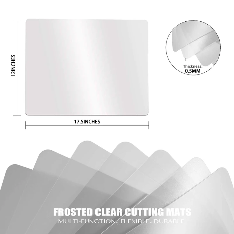 Clear Flexible Plastic Cutting Board Mats Set, Frosted Clear Kitchen Cutting Board Clear Mats 17.5 x 12 Inches, Set of 7