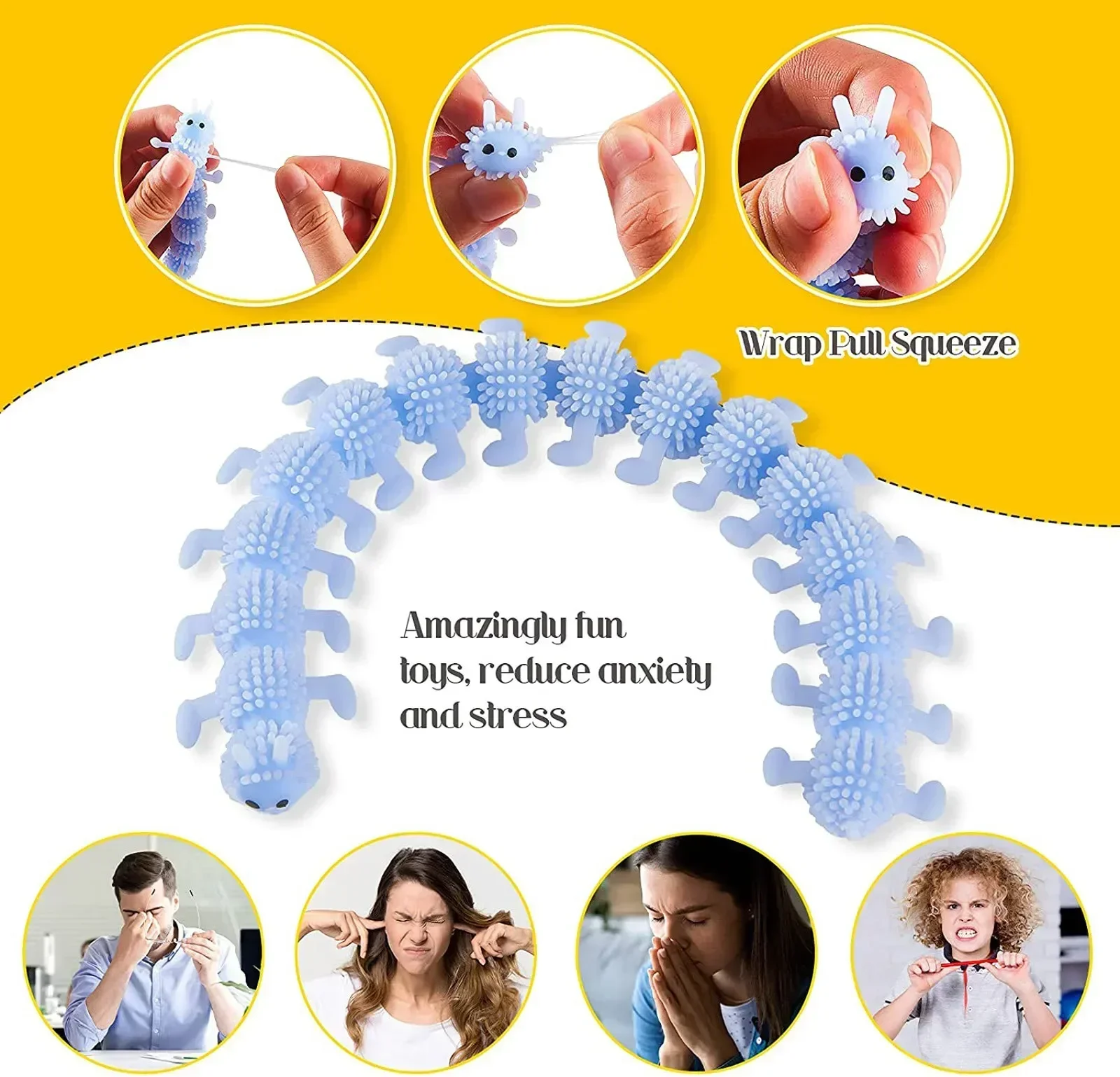 Luminous gąsienice zabawki typu Fidget zabawka sensoryczna dla lęku Stress Relief Fuzzy Stretchy Worm Glow gąsienice zaopatrzenie firm