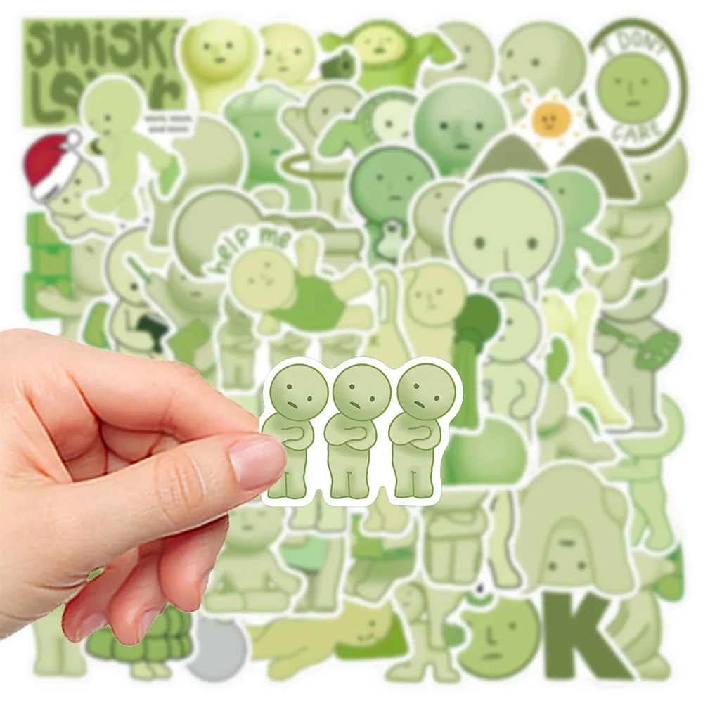 54 قطعة من ملصقات Smiski الكرتونية اللطيفة شارات للأطفال والكمبيوتر المحمول والثلاجة وسكرابوكينغ وحقيبة السيارة Kawaii المضحكة لتزيين الملصق