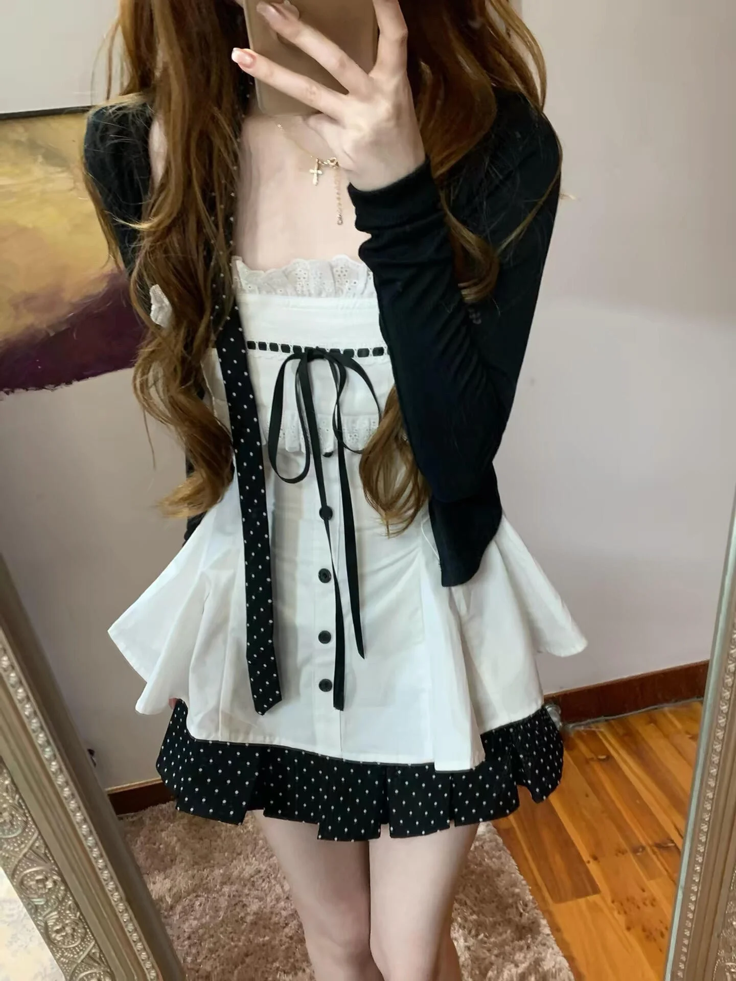 

Korean Style Miu Series Women's Short Skirt Set Spring 2026 New Fashion Outfit High Waist round Neckline Long Sleeve Cardigan