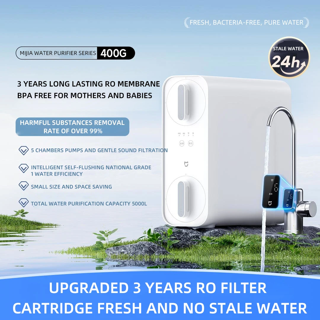 XIAOMI Mijia Water Purifier New 400G Drinking Water Filter System Gallon Water RO Reverse Osmosis Filter Six-Fold Filtering