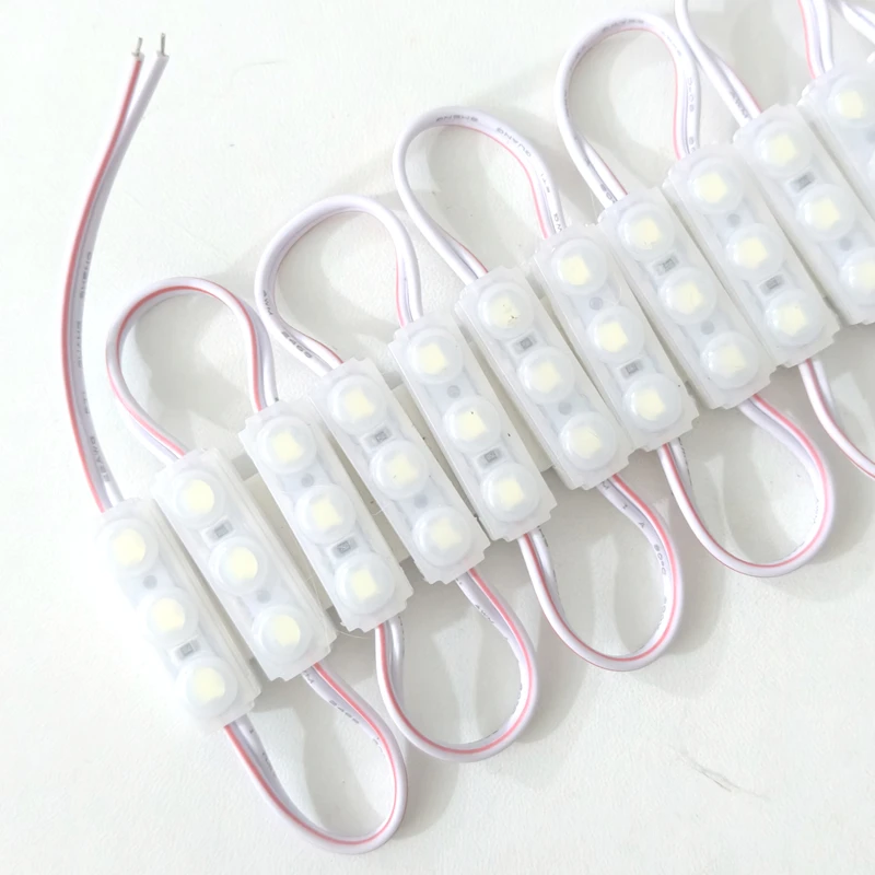 100 pçs/lote 3LED Injeção com Lente 2835 Módulo LED À Prova D' Água LED Back Light Backlight para Sinal Canal Carta DC12V 1.2W IP67