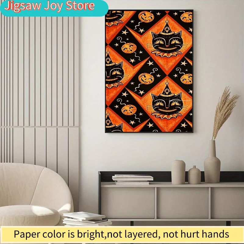 1000 stuks papieren puzzel, puzzel, (Halloween zwarte kat pompoenontwerp, Halloween-puzzel, zwarte kattenpuzzel, pompoenpuzzel)