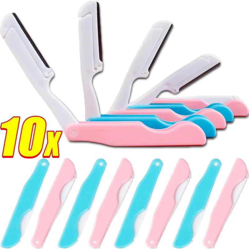 Cuchillo portátil para recortar cejas, maquinilla de afeitar antiarañazos, herramientas de maquillaje, raspador profesional, cortadores de depilación con hoja Facial plegable