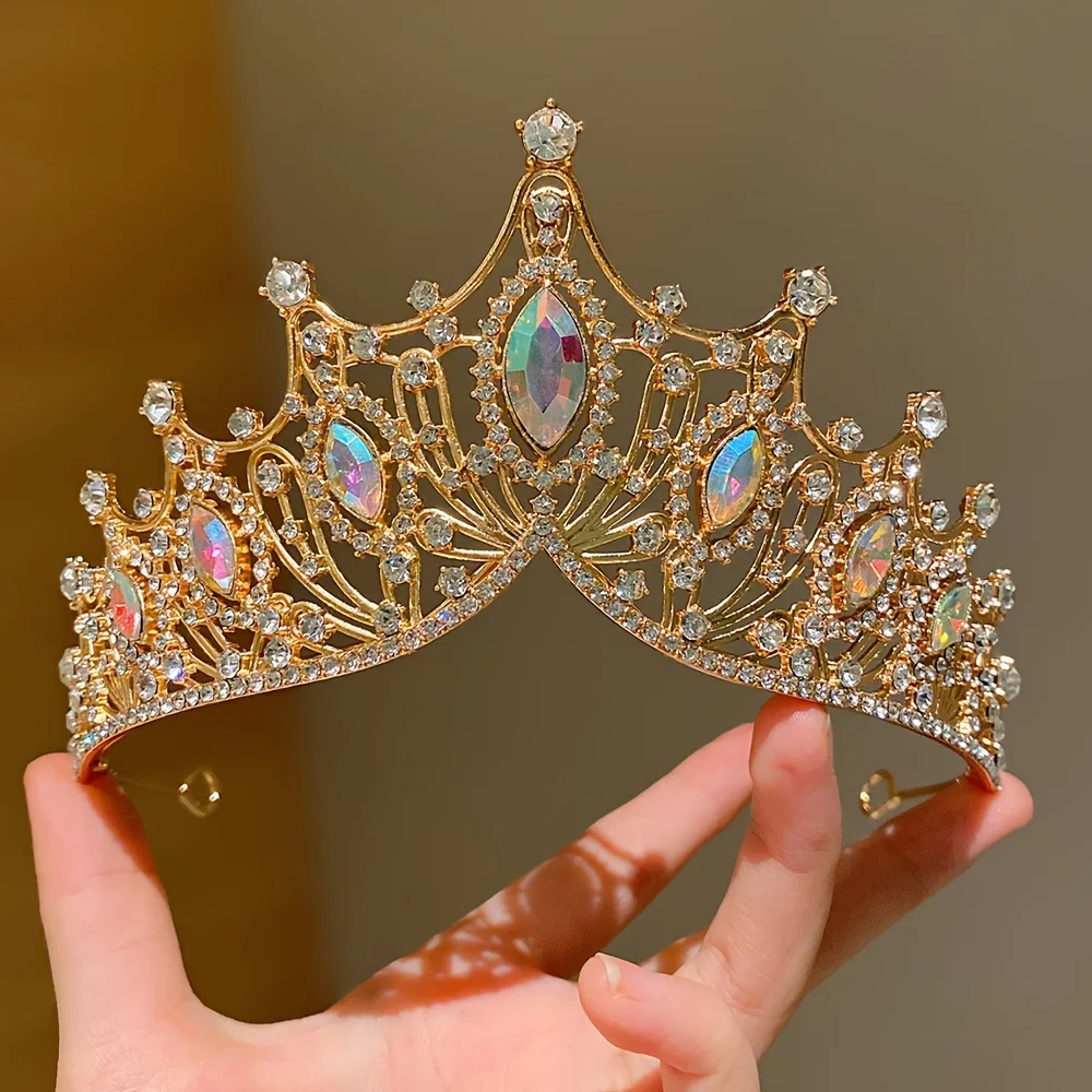 1/2Pcs Kidsren's Golden Crown Headband Sweet Princess Little Girl Party Catwalk Crown Headband Kidsren's Headwear image 5