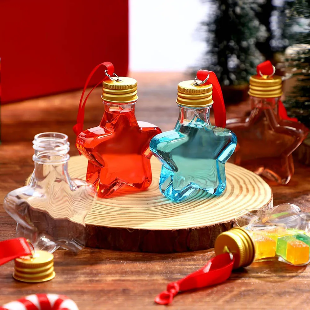 Christmas Booze Balls, Fillable Xmas Tree Hanging Star Ornaments Clear Plastic Water Bottle Bulbs for Holiday Home Party Decor