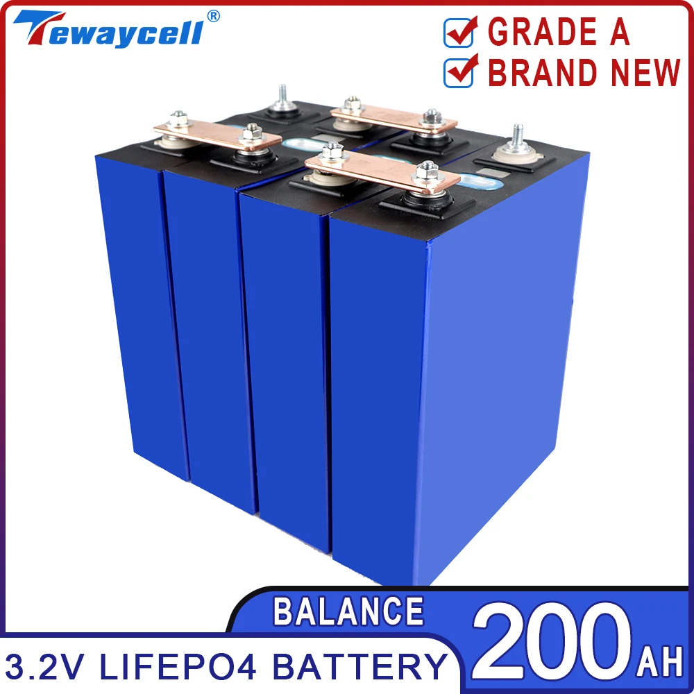 

200Ah Lifepo4 Rechargable Battery 3.2V Grade A Brand New Lithium Iron Phosphate Prismatic Solar Cells Golf Cart DIY 12V 48V Pack