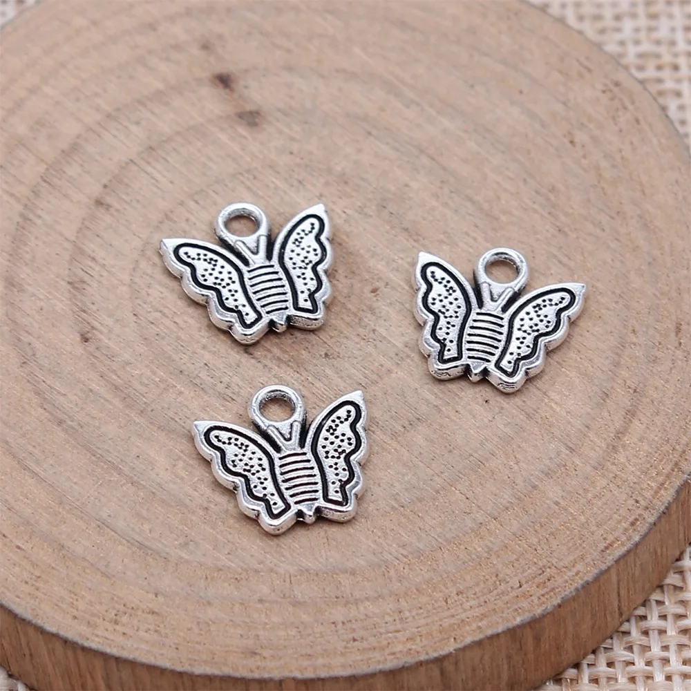 WYSIWYG 20pcs 12x13mm Antique Silver Color Butterfly Charms Pendant For DIY Jewelry Making Handmade Jewelry Craft Findings