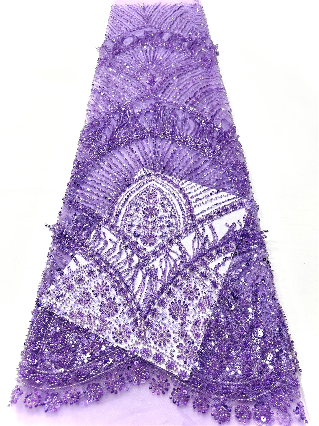 

2025 Latest Nigerian Sequins Lace Fabric Heavy Beaded Lace Fabric Luxury French Lace Fabric Embroidery Lace Fabric For Wedding