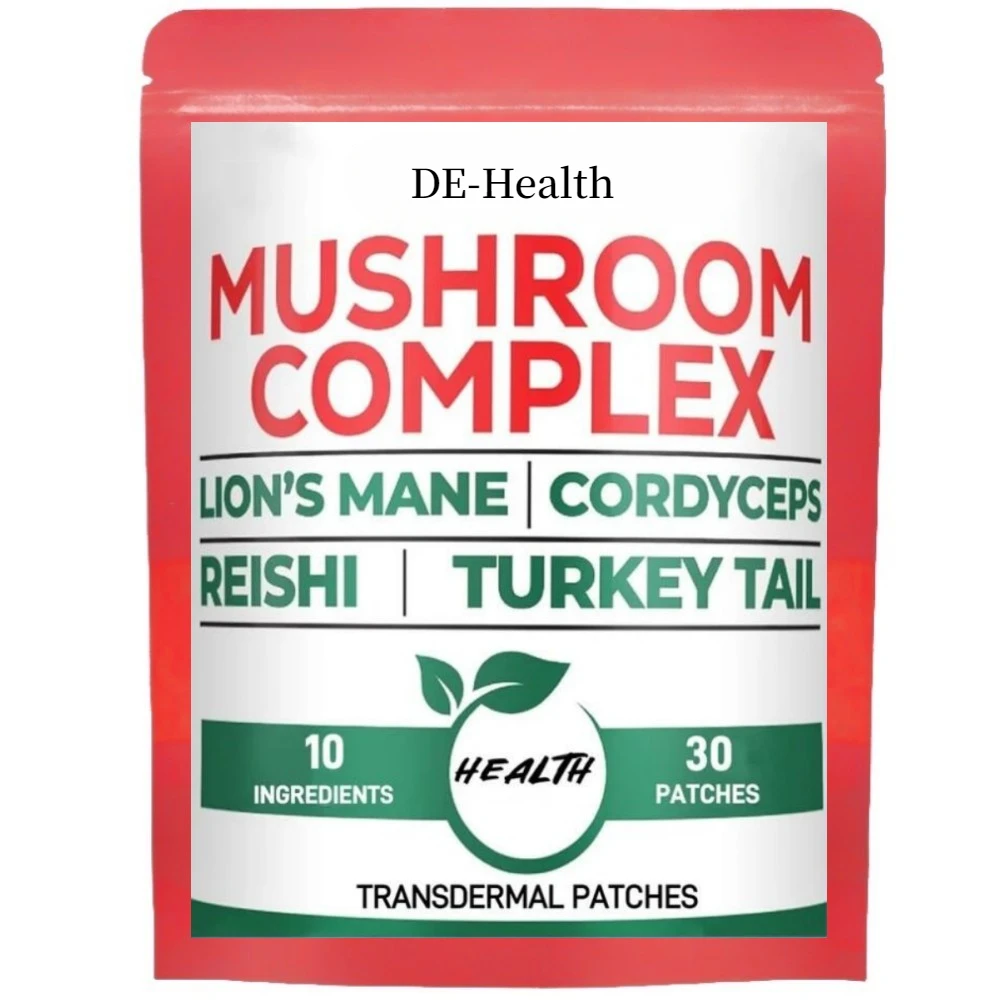 30 Patches 10 in1 Lions Mane Complex Transdermal Patches - Blended with Cordyceps Sinensis, Reishi Mushroom Turkey Tail Mushroom