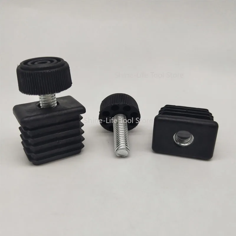 M8/M10 Square/Round Adjustable Height Screw Foot Levelling Pad Nut Plastic Furniture Leg End Caps 20~50mm 20x20mm~50x50mm image 3