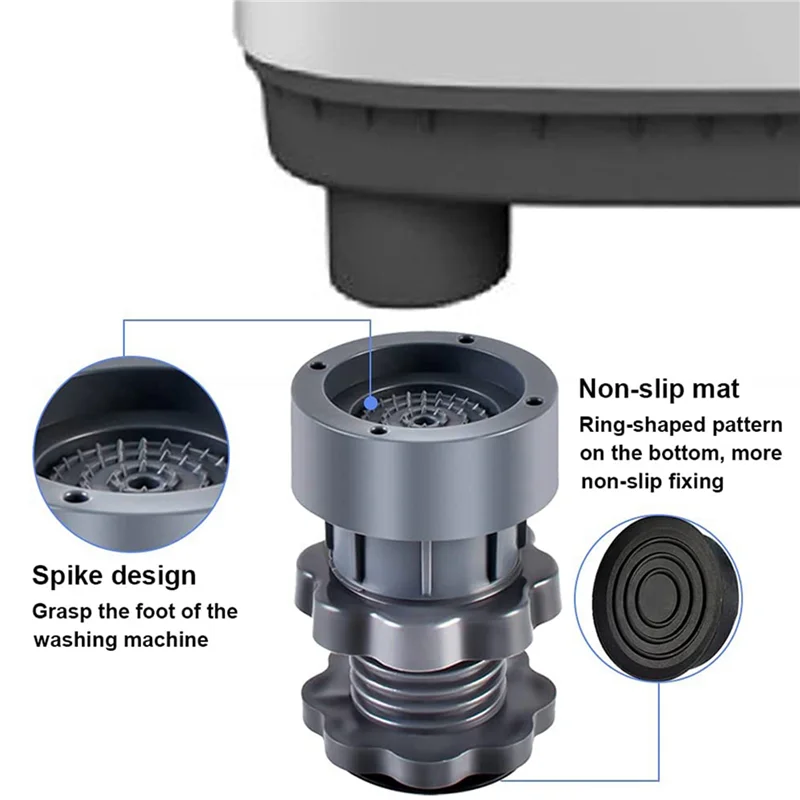 

Y50A-4X подушечки для ног для стиральной машины, регулируемый, очень нескользящий коврик, антивибрационная подушечка для ног для стиральной и сушильной машины
