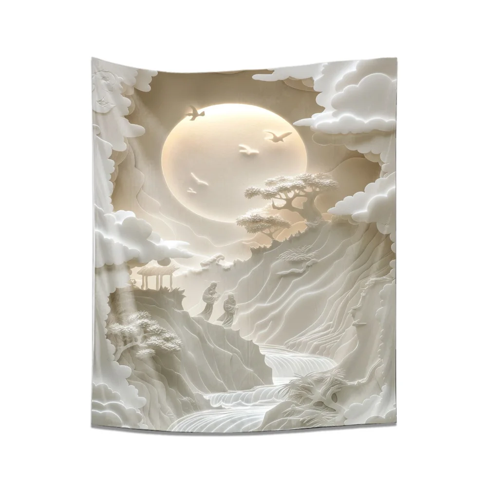 "Enchanted Moonlit Landscape Wall Hanging - Decorative Tapestry for Home Décor"