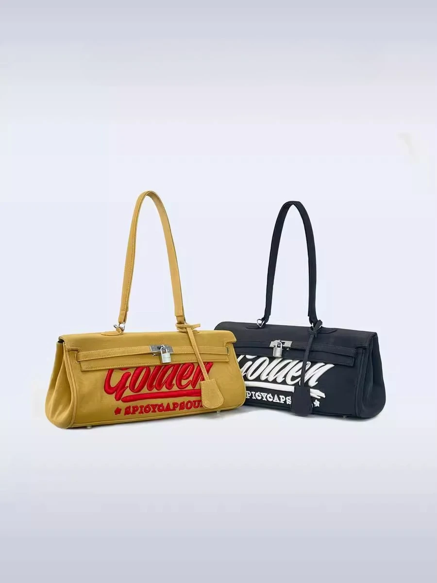 

European and American hip hop heavy industry embroidery Kelly bag, trendy shoulder bag