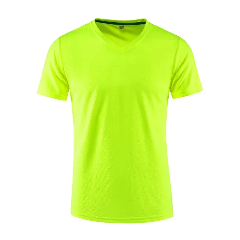 V-neck Quick Drying T-shirt Custom Printed Logo Image Text Men Outdoor Running Fitness Stretch Print Their Own Pictures