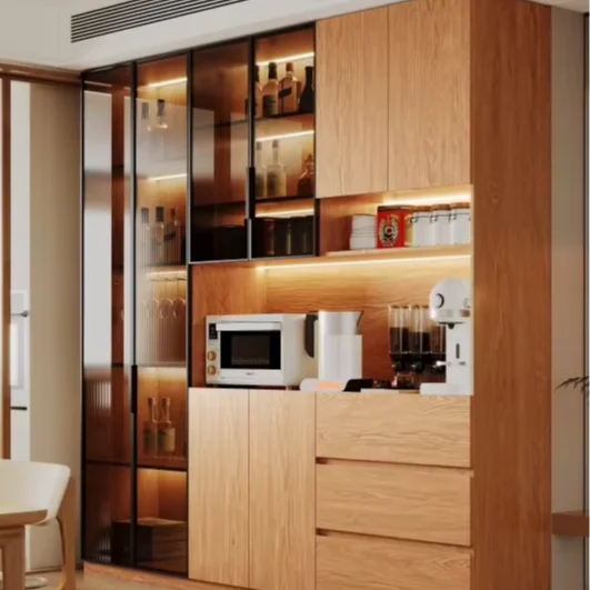 Gabinetes de buffet de despensa de madera para el hogar Gabinetes de cocina altos independientes con almacenamiento