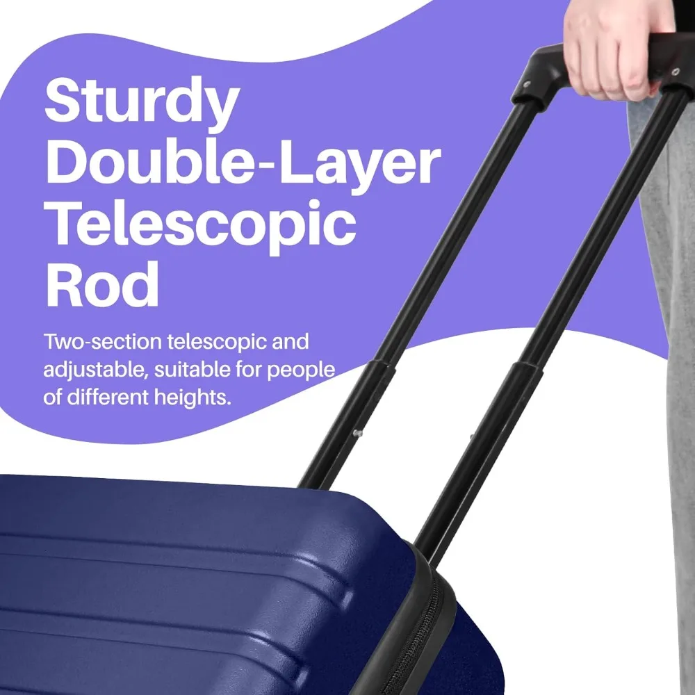 Lightweight ABS Hardside Luggage with USB, Wheels, TSA Lock - Large 28 Inch Dark Blue Checked-In Suitcase