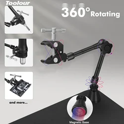 Toolour Magnetic Helping Hands Soldering Clamp Magic Arm Metal Flexible Arms PCB Clip for Hot Air Gun/PCB Holder/Desoldering