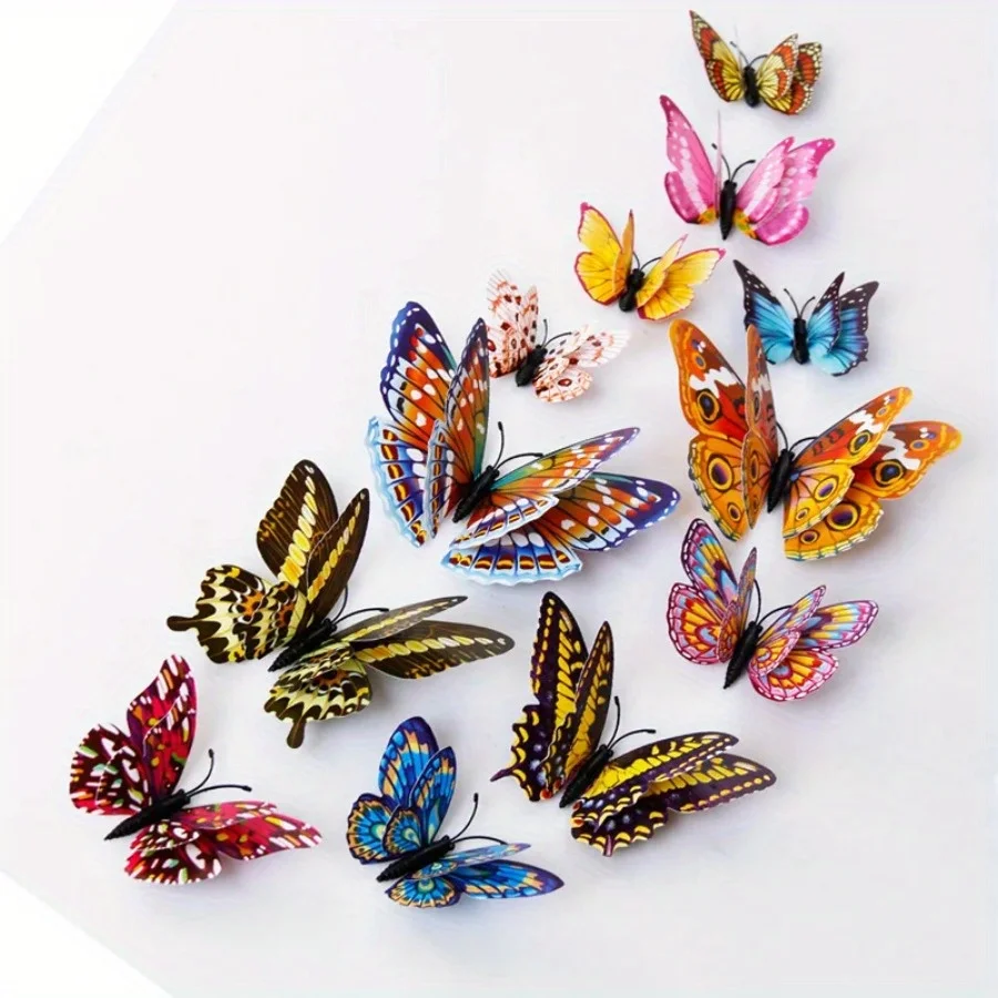 12PCS  Luminous Fridge Magnets 3D Butterfly Design Decal Art Stickers Room Magnetic Home Decor DIY Wall Decoration Newest