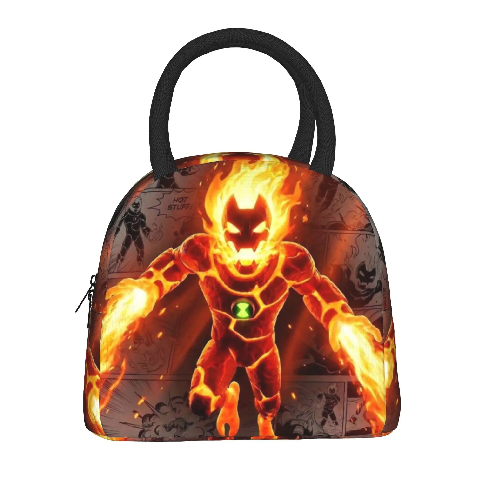 Back to school season  Handbag Heatblast Ben10 Fire Alien Hero New Harajuku Design Classic Solid Lunch Bag