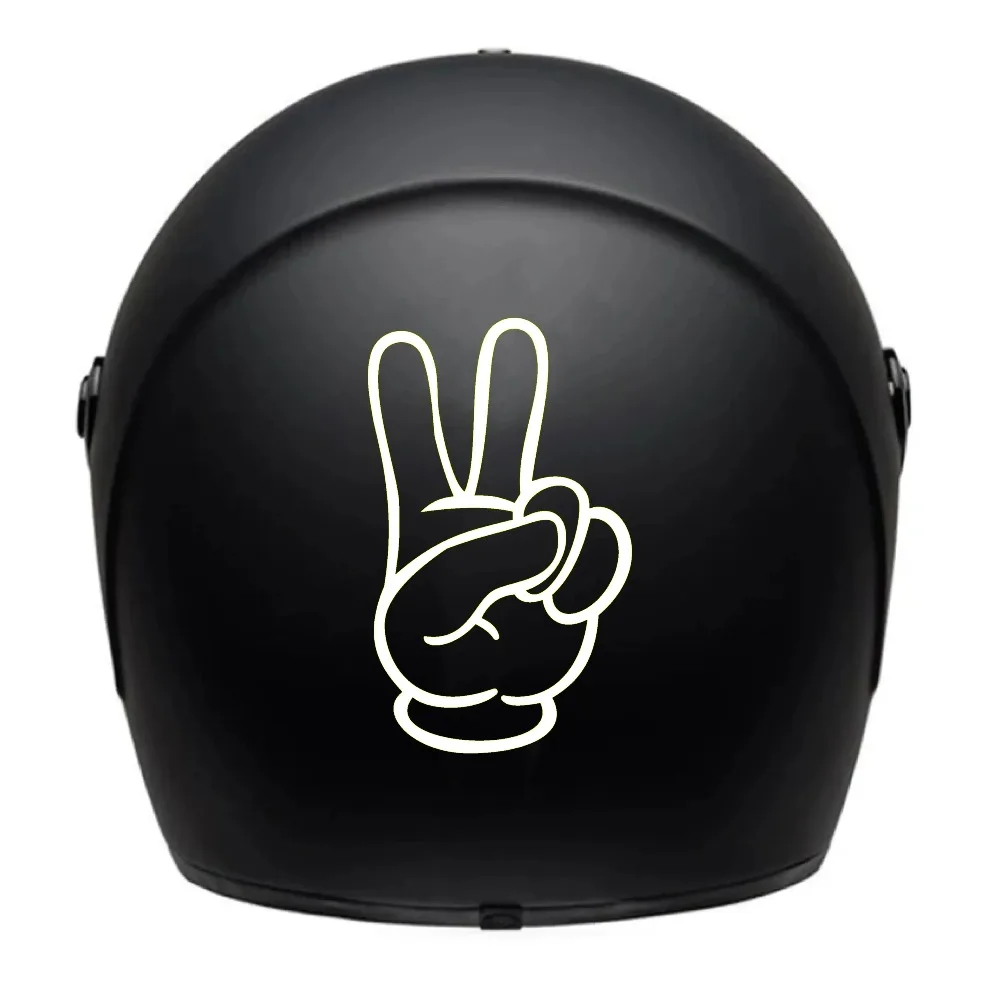 

2D Flat Victory Gesture Funny Vinyl Sticker, Waterproof Decal for Motorcycle Fuel Tank & Helmet