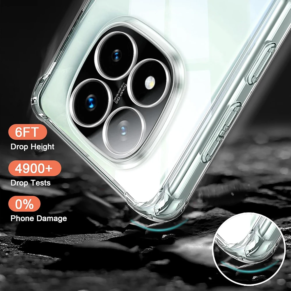Airbag stoßfeste Silikon Soft Case für Xiaomi Redmi Note 14 14S Pro Plus Pro+ 4G 5G klare ultradünne Abdeckung transparente Hülle – Detail 3