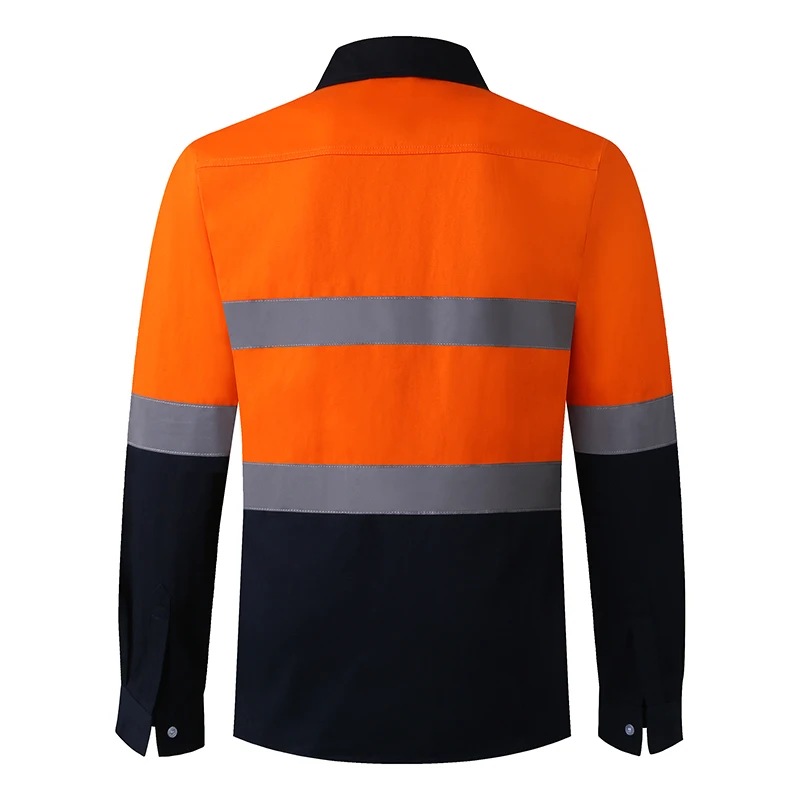 Camisa reflectante Hi Viz para hombre, Polo de manga larga con bolsillos, logotipo y texto del cliente