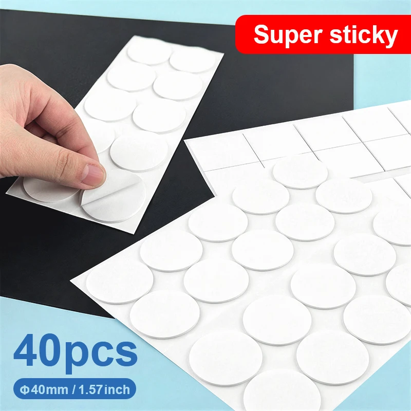 40 pieces of EVA foam 40mm double-sided tape, square and round, for walls, floors, doors, cars, homes, etc.