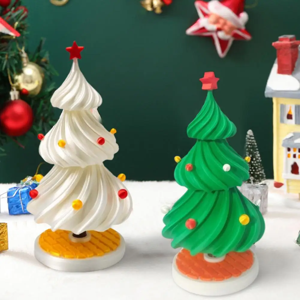 

Dancing Christmas Tree 3D Printed Swaying Tree Ornament Interactive 3-Tier Rotatable Christmas Tree for Home Tabletop Decor