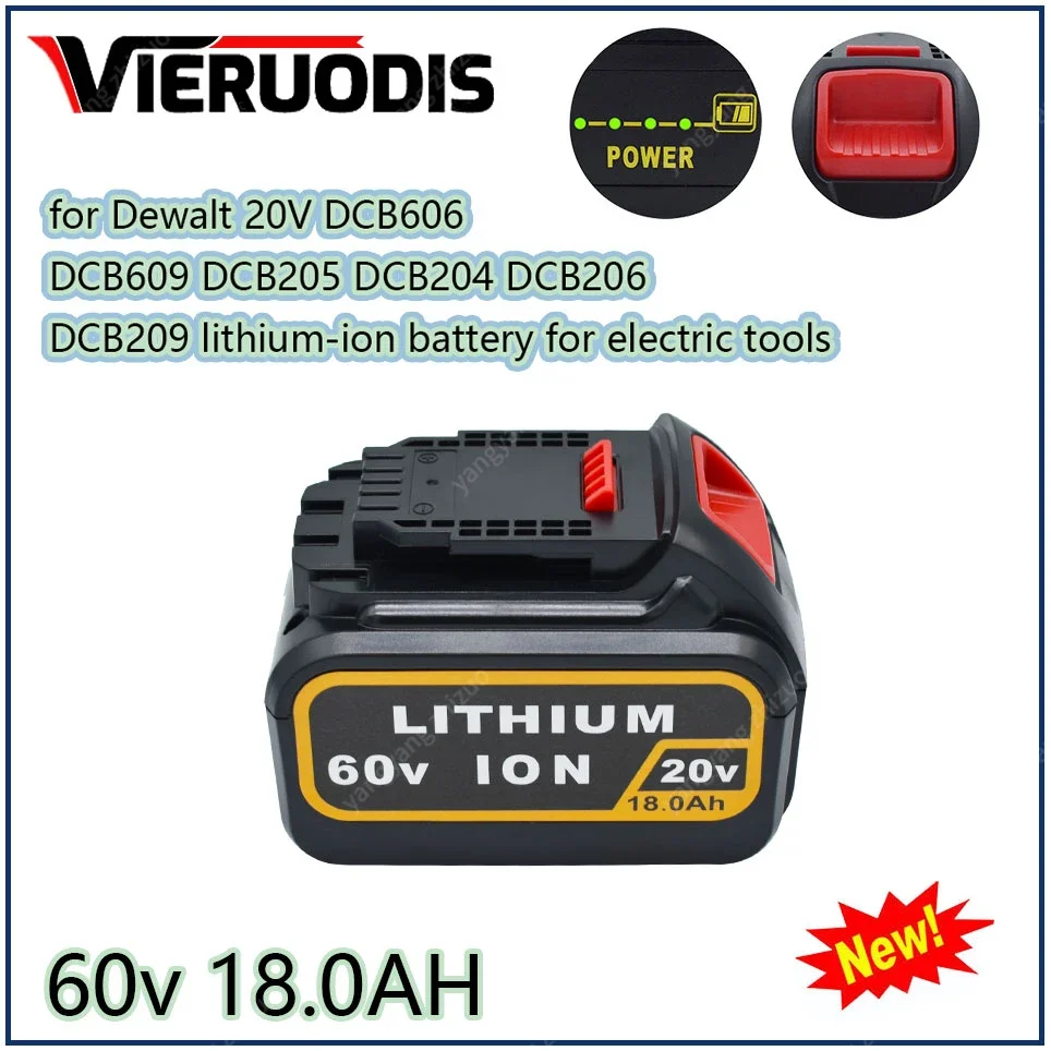 18.0Ah 20V 60V MAX Replacement Battery for Dewalt DCB606 DCB609 DCB205 DCB204 DCB206 DCB209 Power Screwdriver Tools Batteries