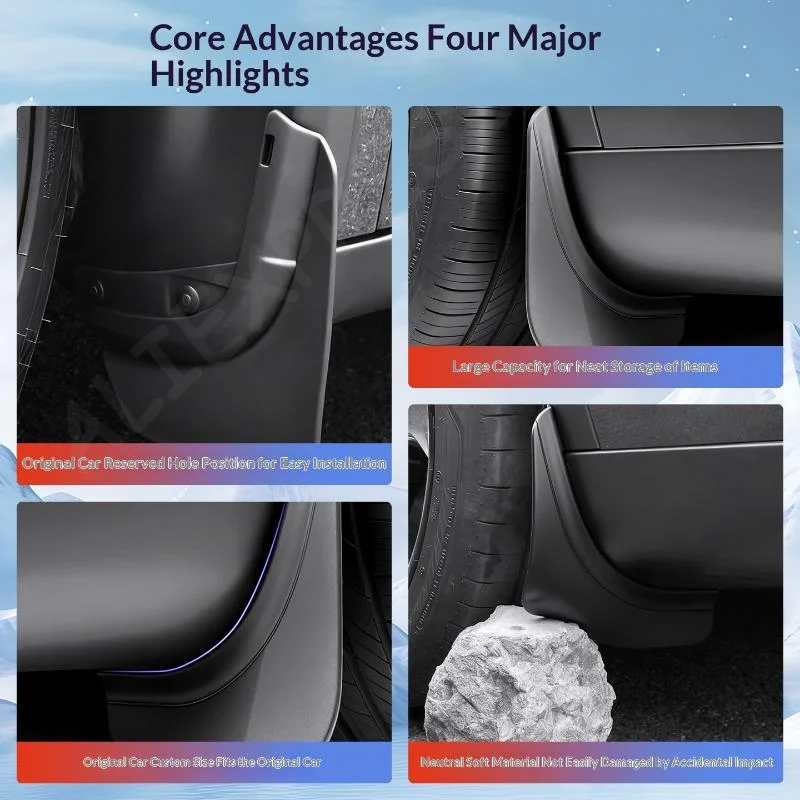[G]Mud Flaps for Model Y Model 3 Model YL Stay Clean Protect Paint Military Grade All Weather Splash Guards No Drilling Require