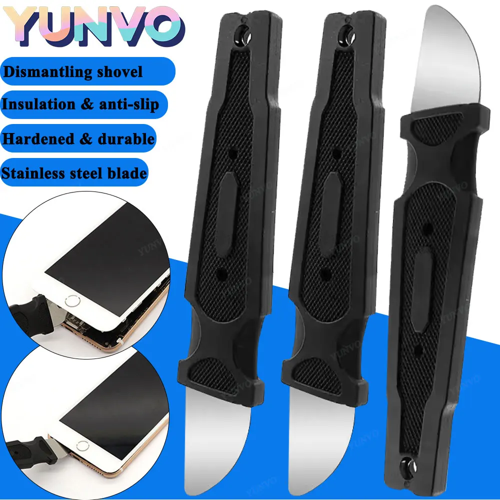 Anti-slip Precision Spudger Dismantling Shovel Opening Pry Tool Metal Crowbar Blades for iPhone iPad Laptop Repair