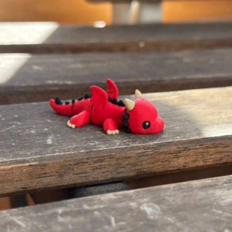 3D Printed Articulated Red Dragon Figure, Flexible Joints Cool Dragon Statue, Desk Decor Collectible Gift for Fans