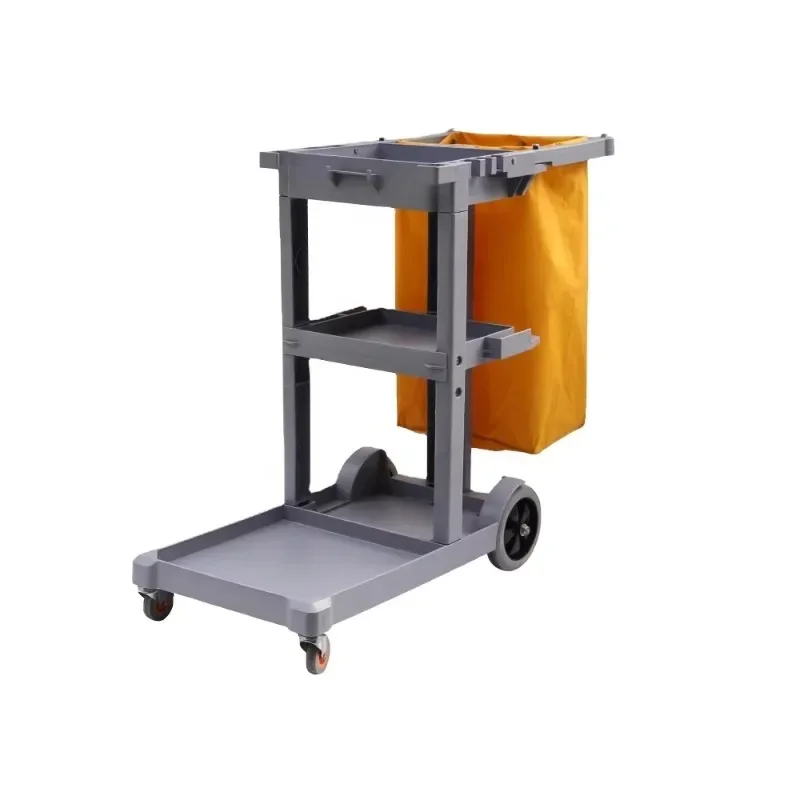 Multi-purpose Cleaning Trolley Janitorial 3-shelf Housekeeping Cart