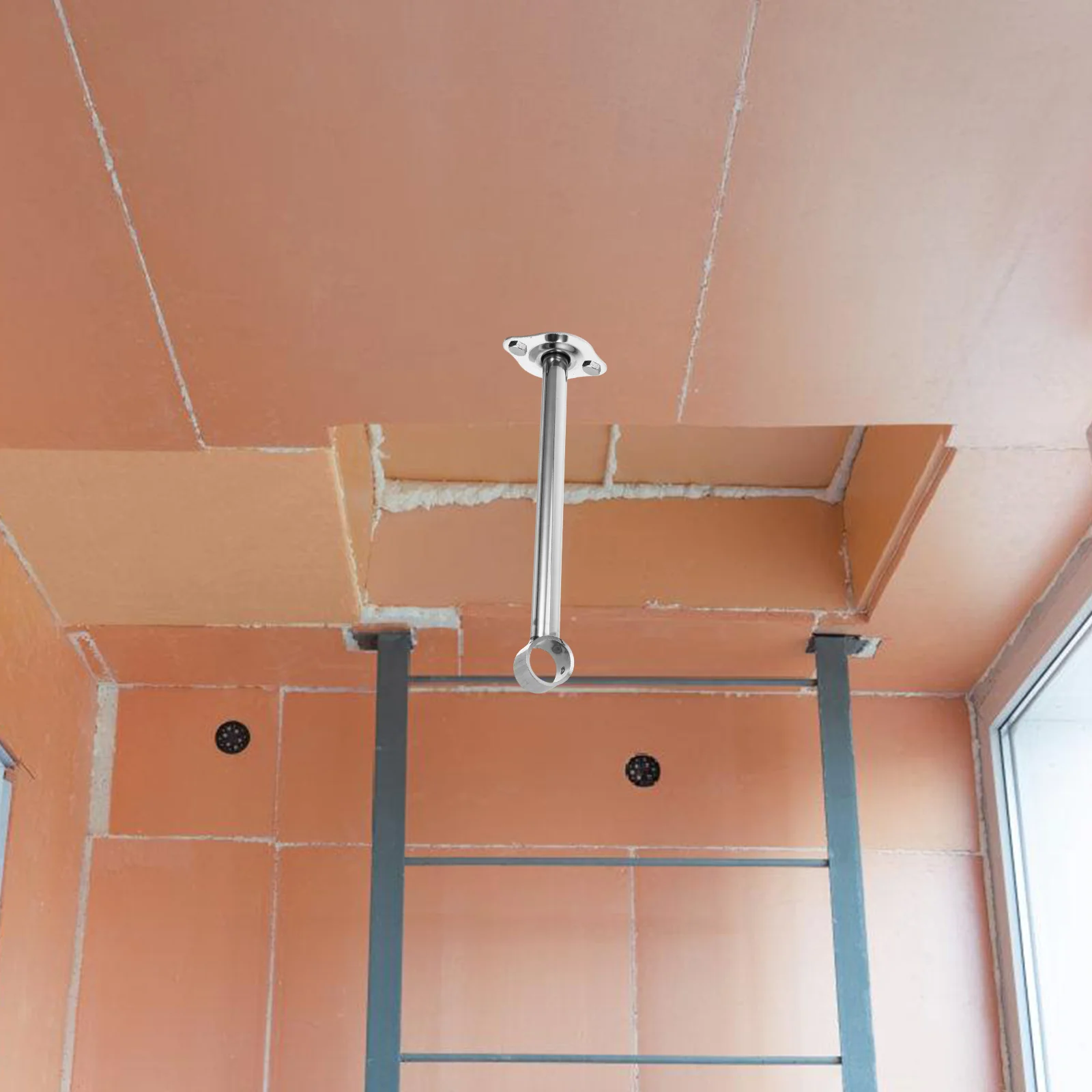 

2pcs Stainless Steel Ceiling Support Heavy Duty Closet Thickened Ceiling Mount Pipe Support Durable Load-Bearing Bracket For