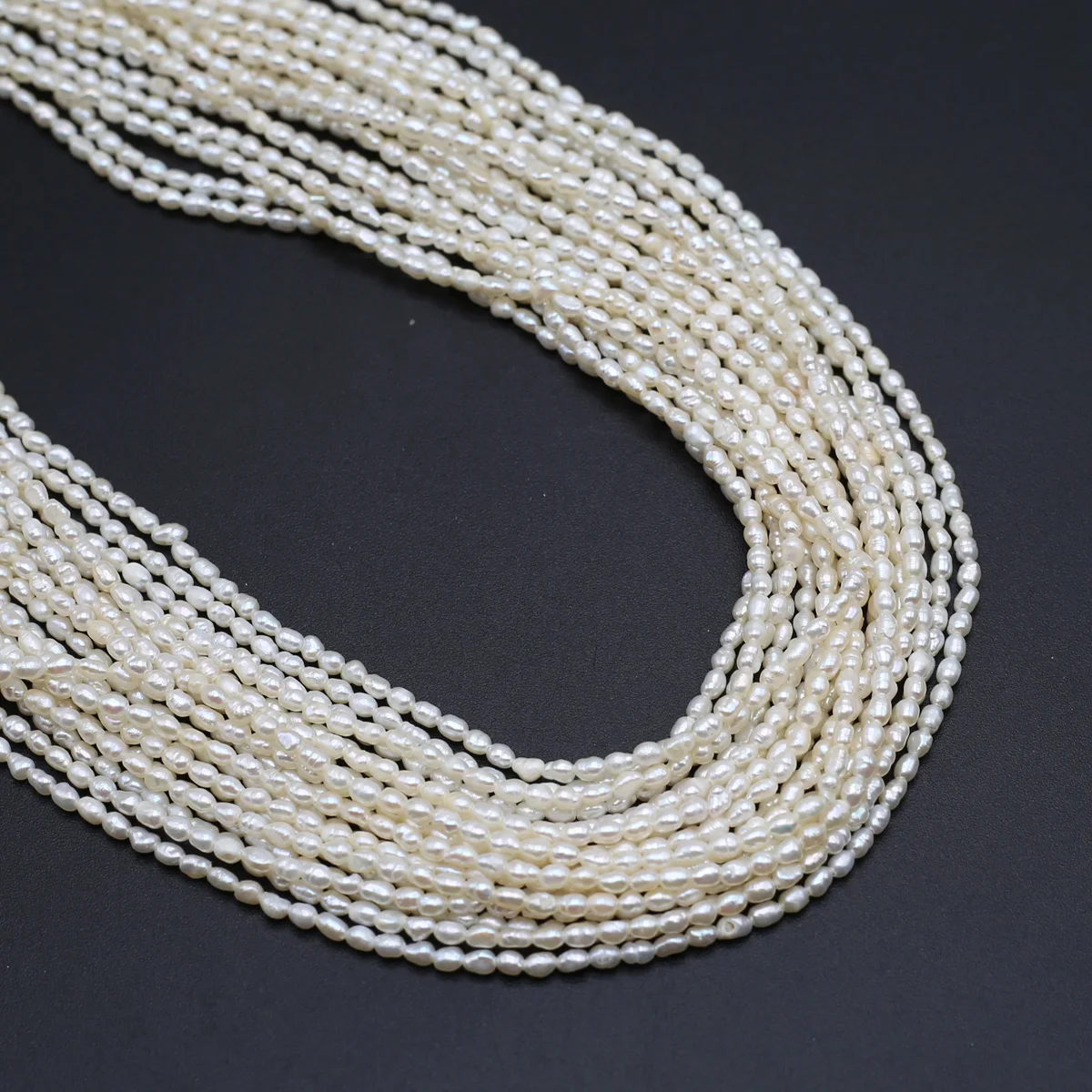 2-2.5mm Natural Freshwater Zhuji Pearl Bead Rice Shape Loose Punch Bead for Jewelry Making Diy Women Necklace Bracelet Crafts