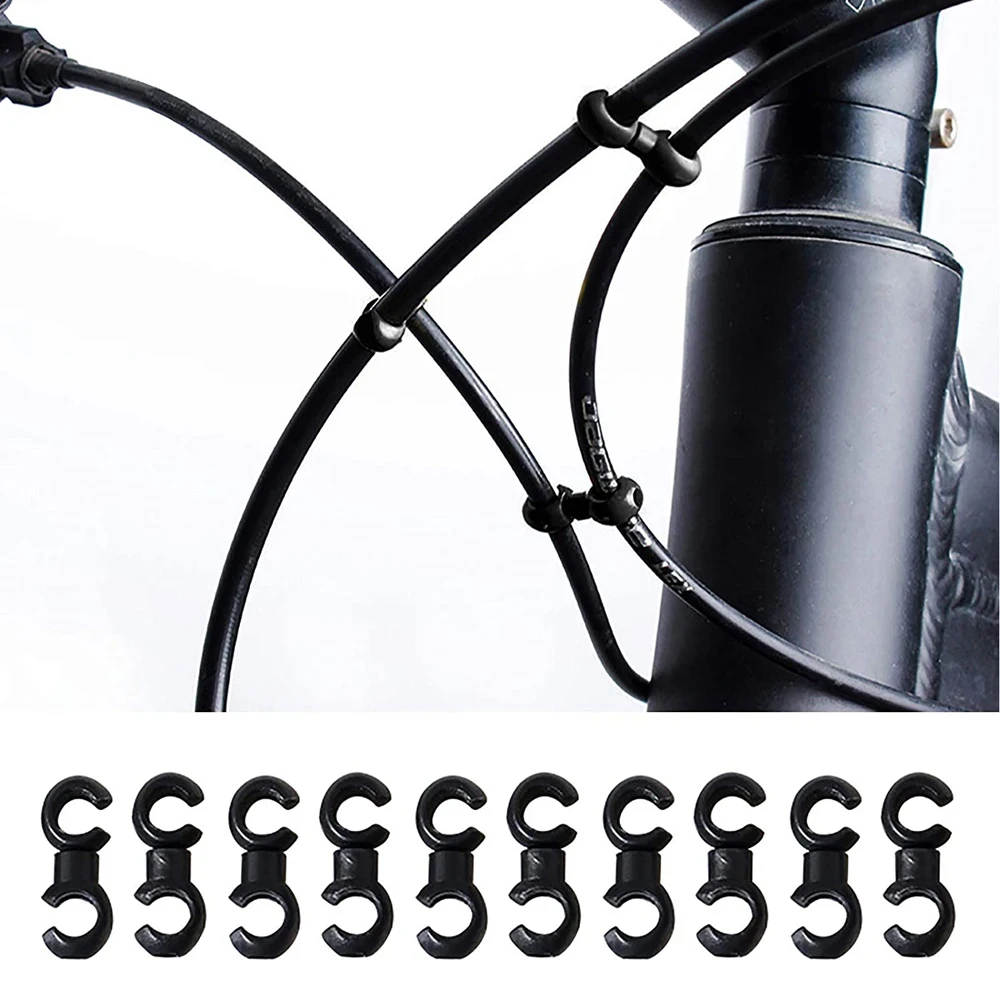 KATWAY الأسود S نمط مشبك دراجة الفرامل والعتاد كابل خرطوم دليل عبر خط كليب حلقة المشبك الدراجات ل الطريق الدراجة HH-AA544 #4