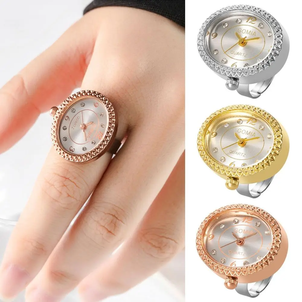 합금 디지털 커플 시계 반지, 레트로 쿼츠 탄성 반지, 보석 선물, 라운드 쿼츠 손가락 반지, 여성 패션